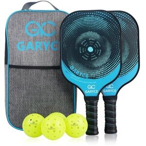 GARYCE Pickleball Paddles Set of 2 With Balls and Case Fiber Backing New